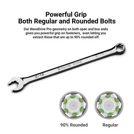 Capri Tools WaveDrive Pro SAE Combination Wrench Set for Regular and Rounded Bolts (8-Piece)