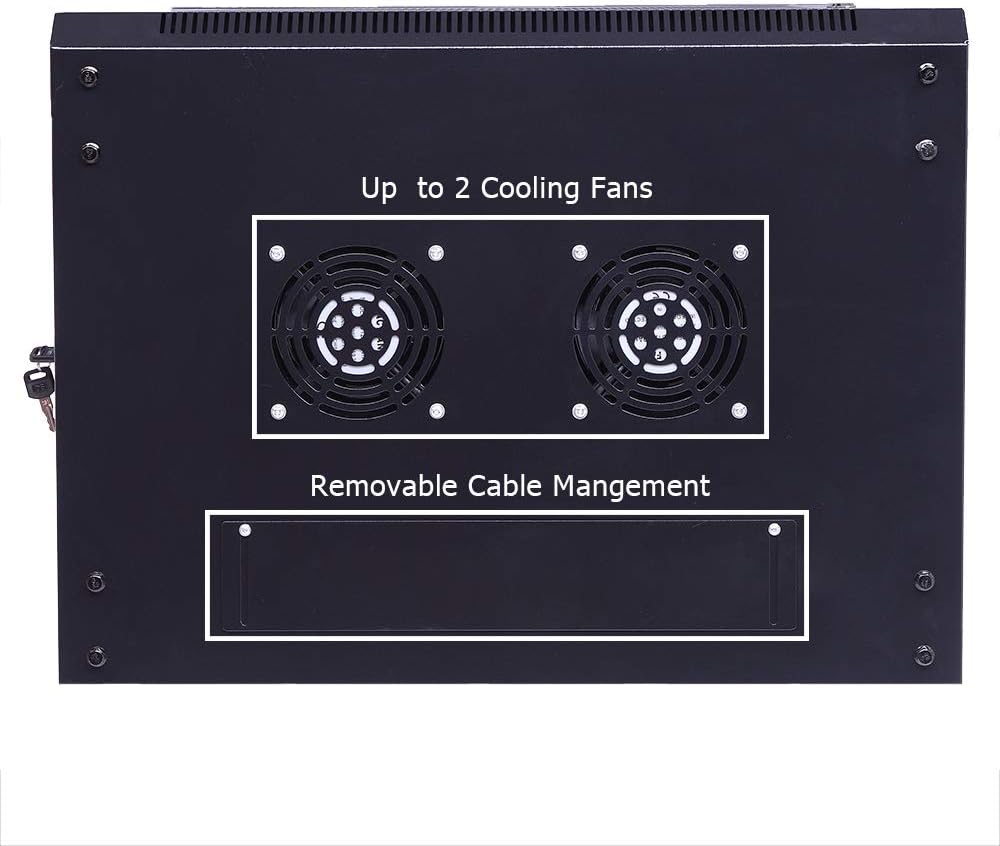 TUFFIOM 12U Casters Network Enclosure, 19 Inch Consumer Series Server Equipment Rack, Computer Date IT Network Cabinet Include 3 Side Panel Locks