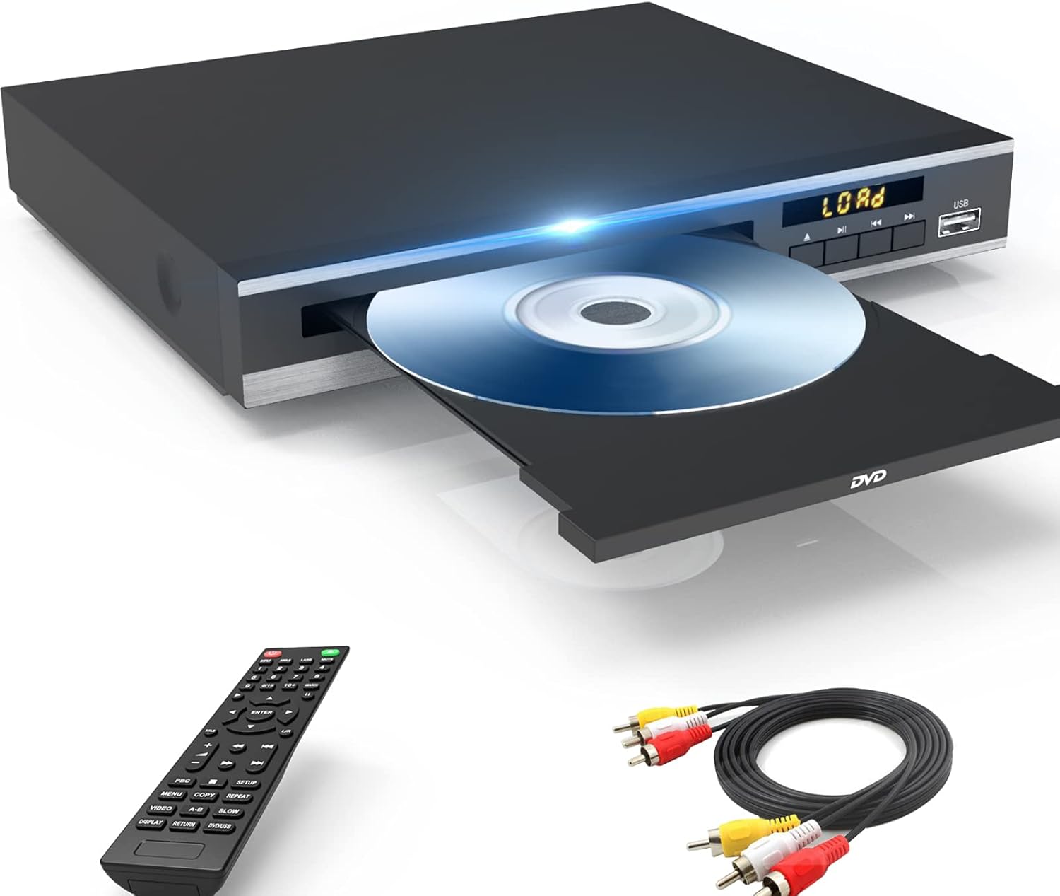 DVD Player, Region Free DVD Players for CD/DVD's, Compact DVD Player Supports NTSC/PAL System with RCA Stable Outputs/USB 128G Input
