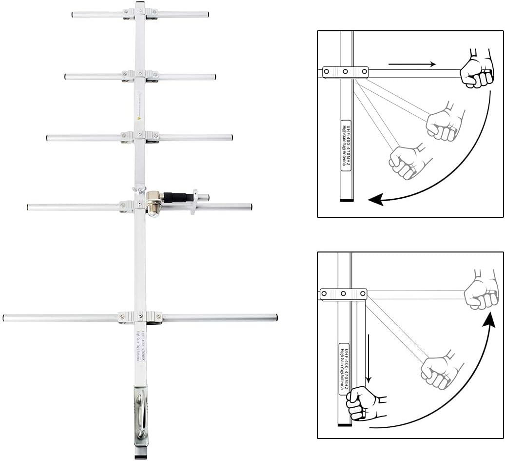 TWAYRDIO 9dBi Yagi Antenna UHF 400-470Mhz Foldable 5 Elements Directional Yagi for Baofeng Yaesu Kenwood Amateur Radio Scanner,GMRS Repeater System