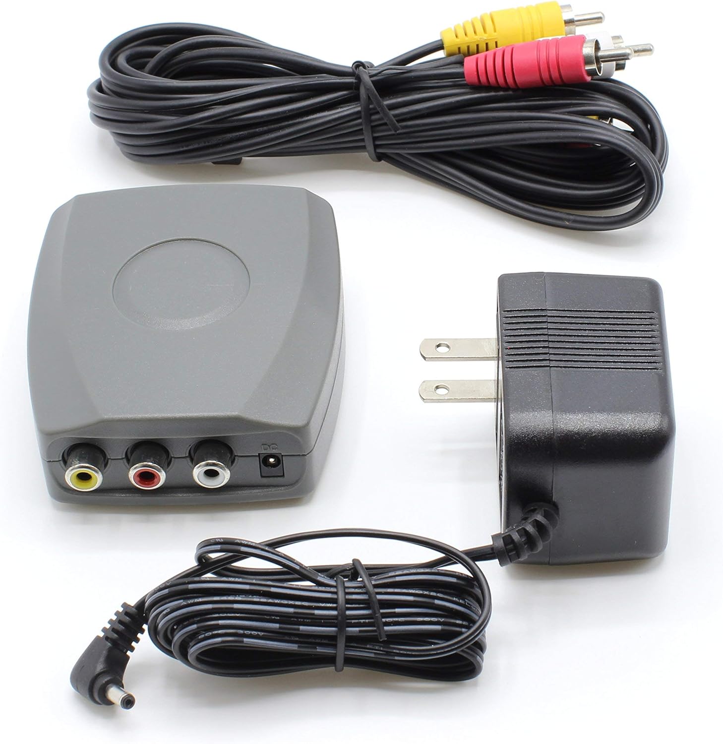 RF Modulator - RCA Composite to RF Coaxial - Converts Standard Definition Signals to Coax, Includes AV Cable Pack of 2