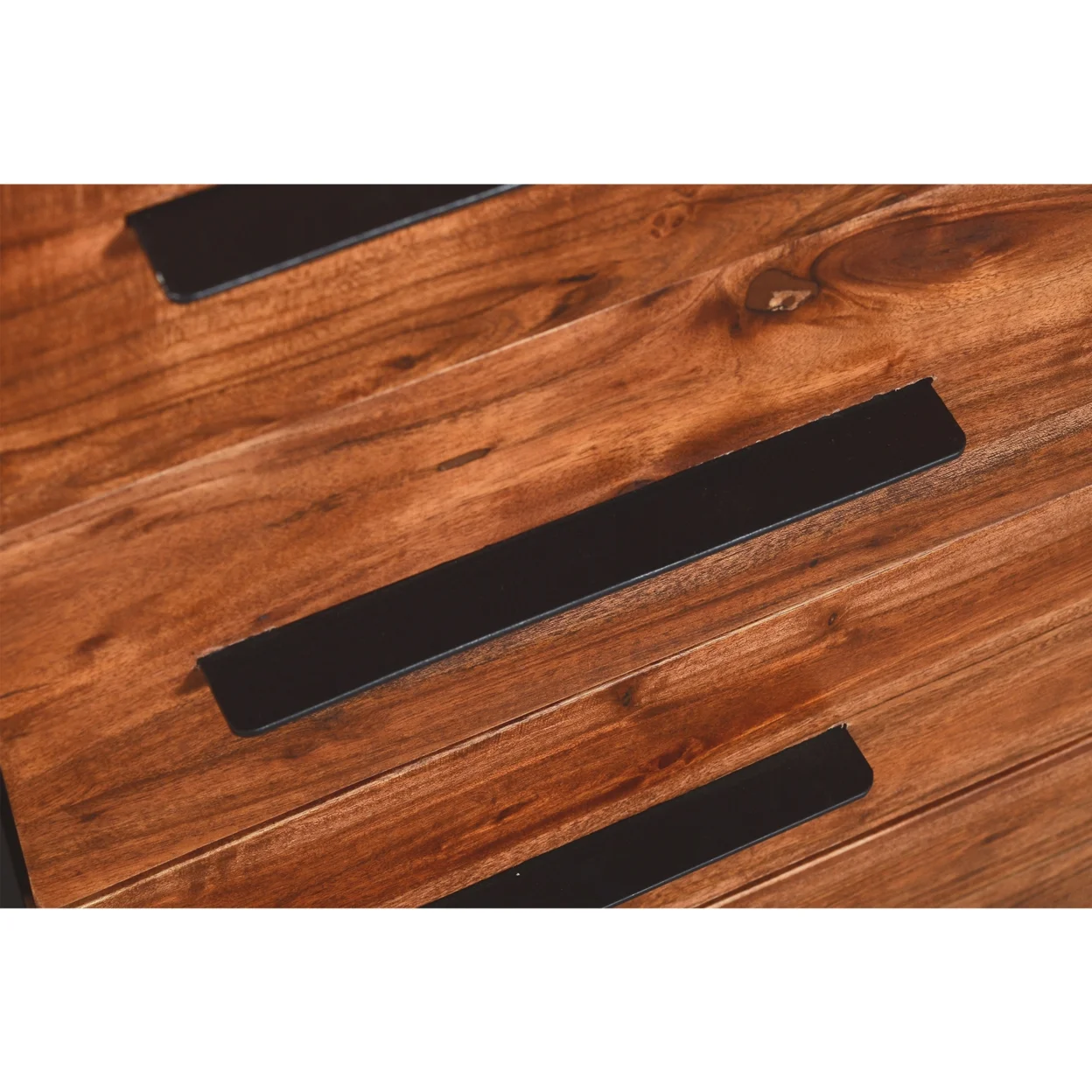 Handmade Dresser with Grain Details and 4 Drawers, Brown and Black- Saltoro Sherpi