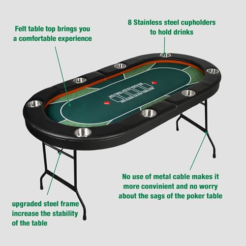 Premium 84" Poker Table Foldable with Chips Tray