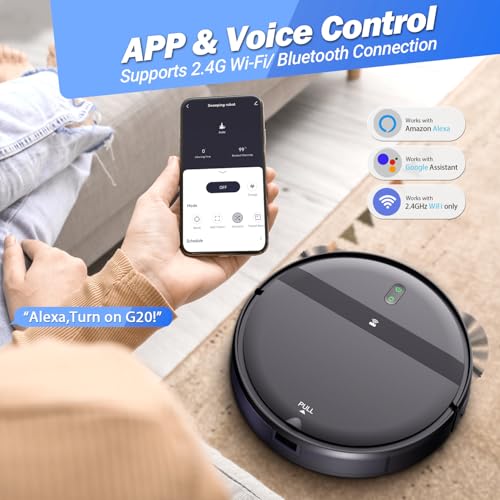 Robot Vacuum and Mop Combo for Large Homes & Pet Hair – Smart App/Voice, 2300Pa Sucktion, 120Min Clean, Ultra-Thin 2.87" Design