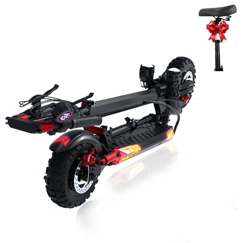 Electric Scooter for Adults - 37 Mile Range, 34MPH Top Speed, 1200W Motor,11" Off-Road Tires, 48V18AH, Foldable E-Scooter with Seat & LED Lights
