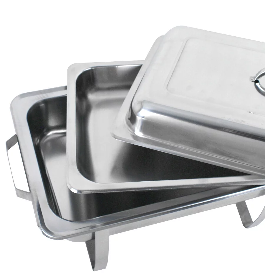 ZenSports 4 Pack 8QT Chafing Dish Full Size Buffet Set Stainless Steel Food Warmer W/ Water Pan, Silver