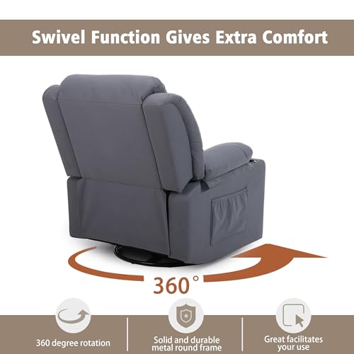 Rocker Swivel Recliner Chair for Adults, Overstuffed Large Manual Recliner Glider with Massage and Heat