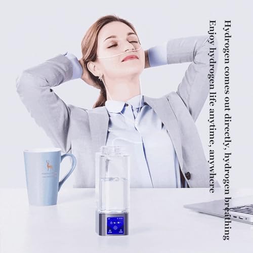 2000-9000ppb Hydrogen Rich Water Bottle Generator, 350ml Portable Hydrogen Water Cup, Chargeable Ionized Water Generator, Smart Touch Display