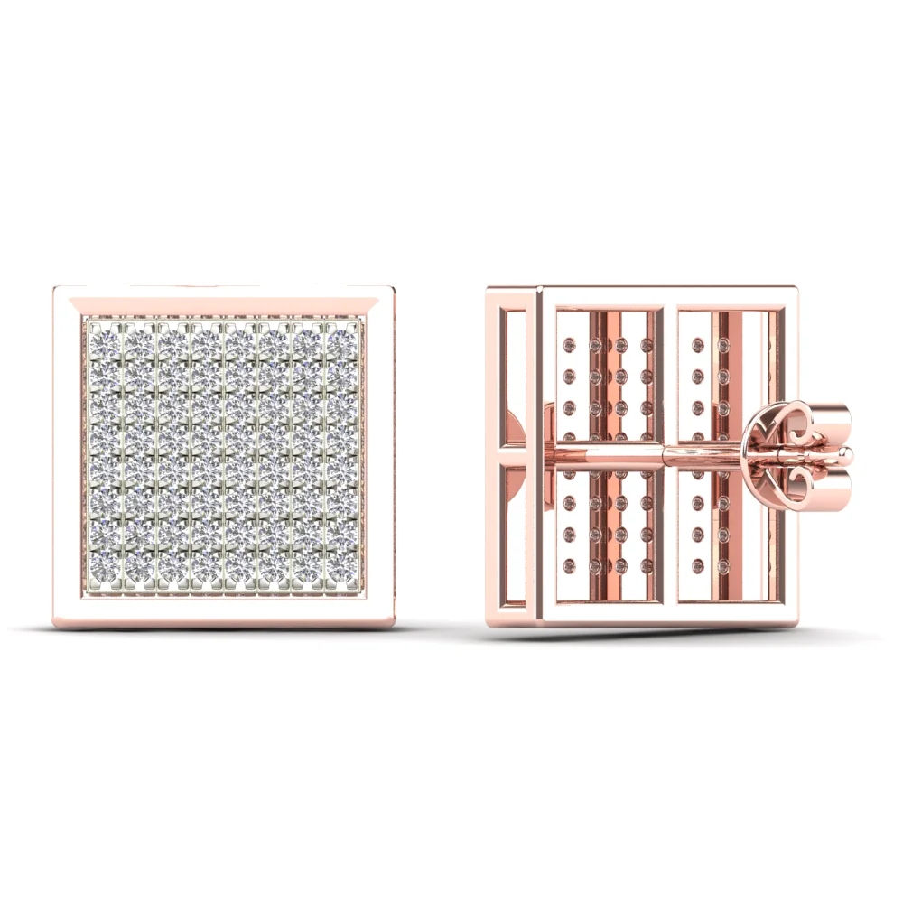 aaXia 14K Rose Gold 3/8ct. TDW Diamond Square Stud Earrings (H-I, I1-I2)