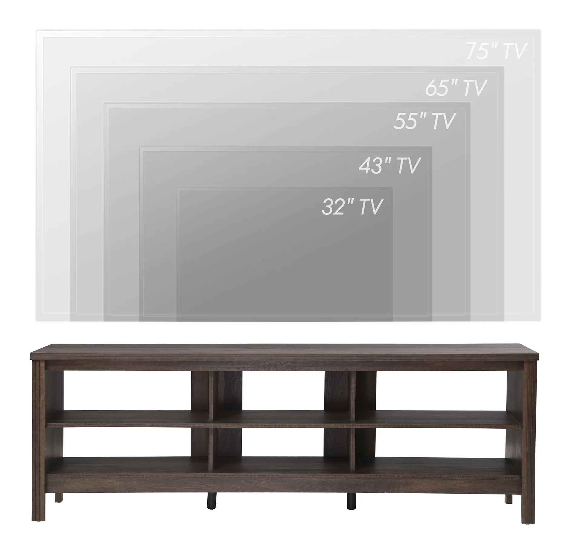 Wampat TV Stands for 75 inch Flat Screen Wood Media Console Table Cabinet Entertainment Center, Espresso