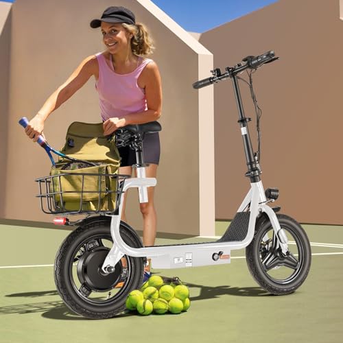 Caroma Peak 500W/800w/1200w Electric Scooters for Adults 14" Tire, 48V Battery, 30Miles Range, 20MPH Top Speed, Adjustable Electric Scooter with Seat