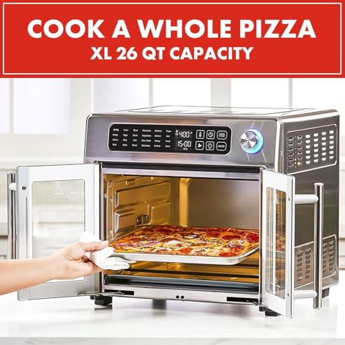 Emeril Lagasse Extra Large French Door Air Fryer Toaster Oven Combo, 24 Cooking Functions and Digital Controls, 7 Accessories Included