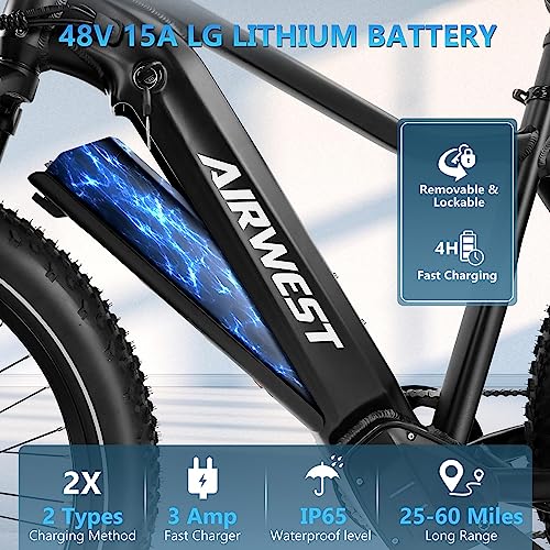 airwest Electric Bike for Adults, UL 2849 Certified, 1000W BAFANG Motor EBike