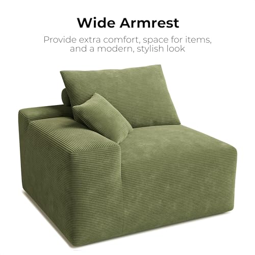 LIKIMIO 120" Modern L-Shaped Modular Sectional Sofa for Living Room, Corduroy Upholstery Green