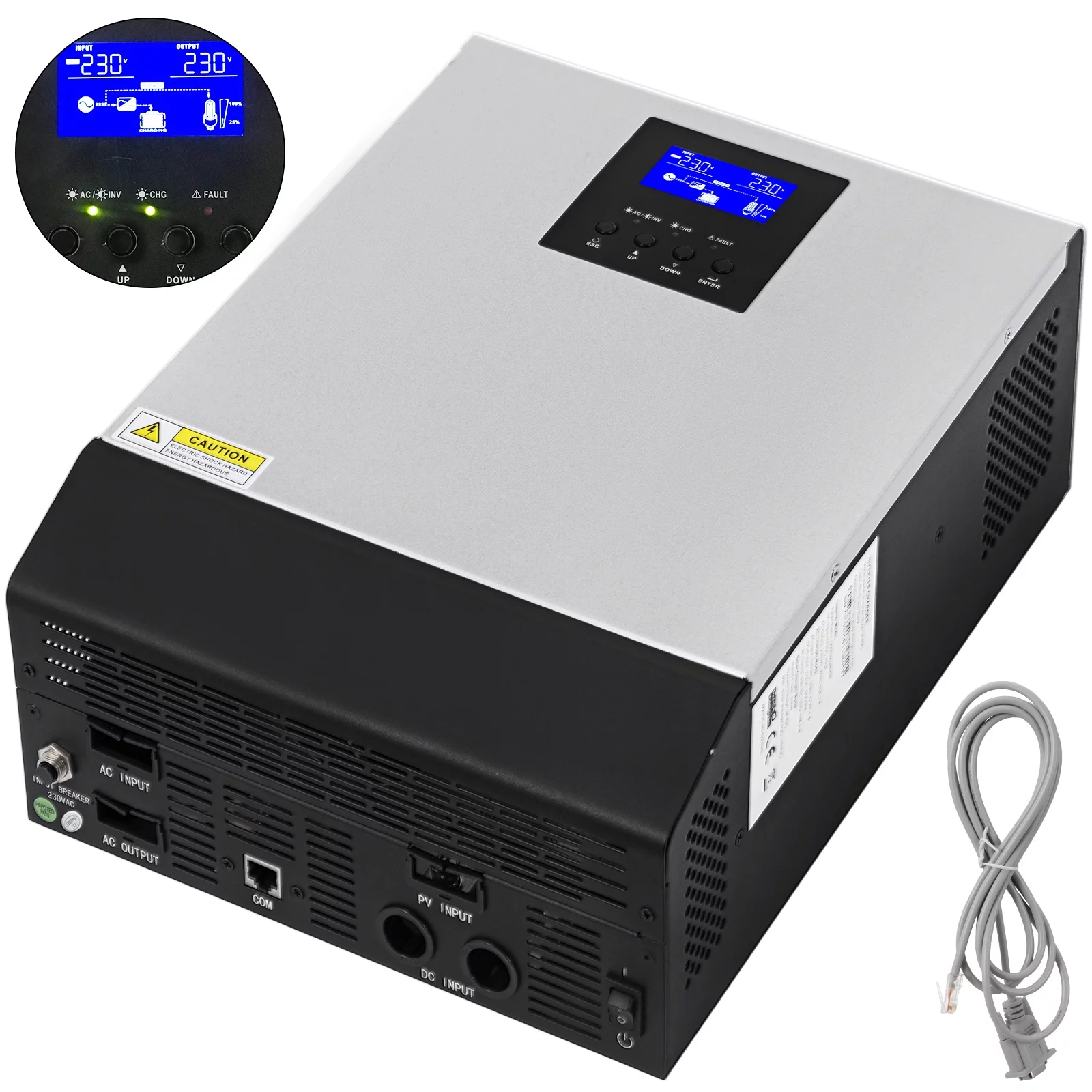 VEVOR Inverter Solar Pure Sine Wave Power Solar Charger DC AC Output with Utility Charger (3KVA 24V MPPT)