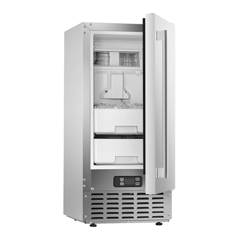 VEVOR Under Counter Ice Maker Machine, Crescent Ice, 25 Lbs/Day Stainless Steel Built in Ice Maker with Reversible Door