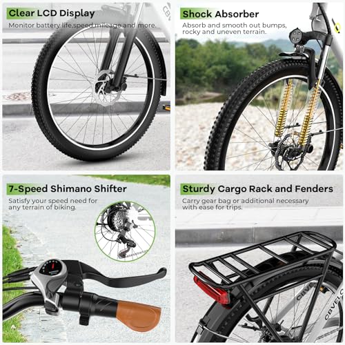 26“ Electric Bike for Adult,1000W Peak, up 80 Miles Removable Battery Ebike,Adult Electric Bicycles for All Terrain,Men Women E Bike, 7-Speed