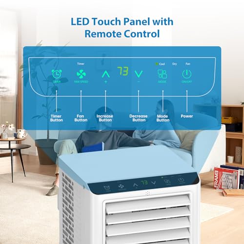 Acekool 8,000BTU Portable Air Conditioner, 3-in-1 Portable AC Unit Cools Up to 350 Sq.Ft, Air Conditioner with Sleep Mode/24Hrs Timer