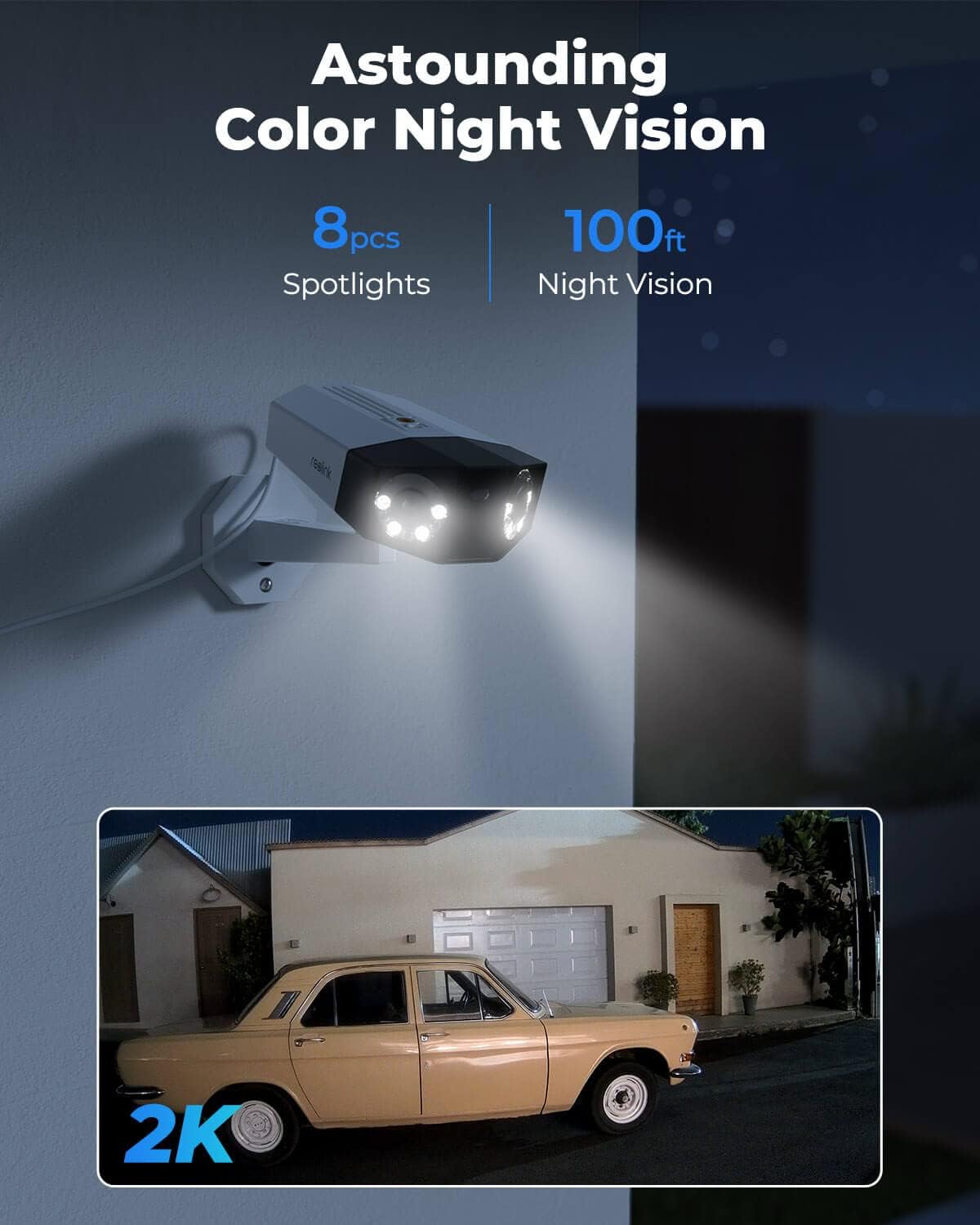 REOLINK Duo PoE, 4MP Dual Lens Outdoor Home Security IP PoE Camera, 150°Viewing Angle, Human/Vehicle Detection, Motion Spotlights Color Night Vision