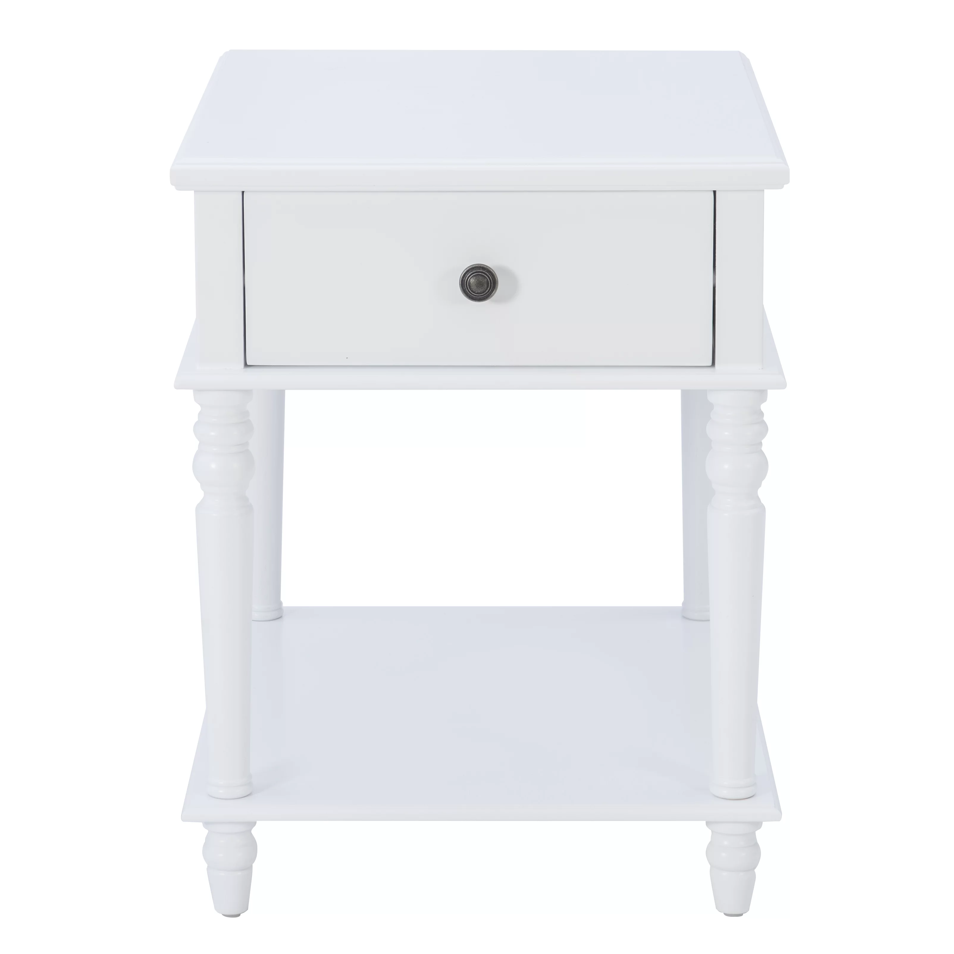 Powell Victoria Single Drawer Indoor Accent Side Table, 26" Tall, White