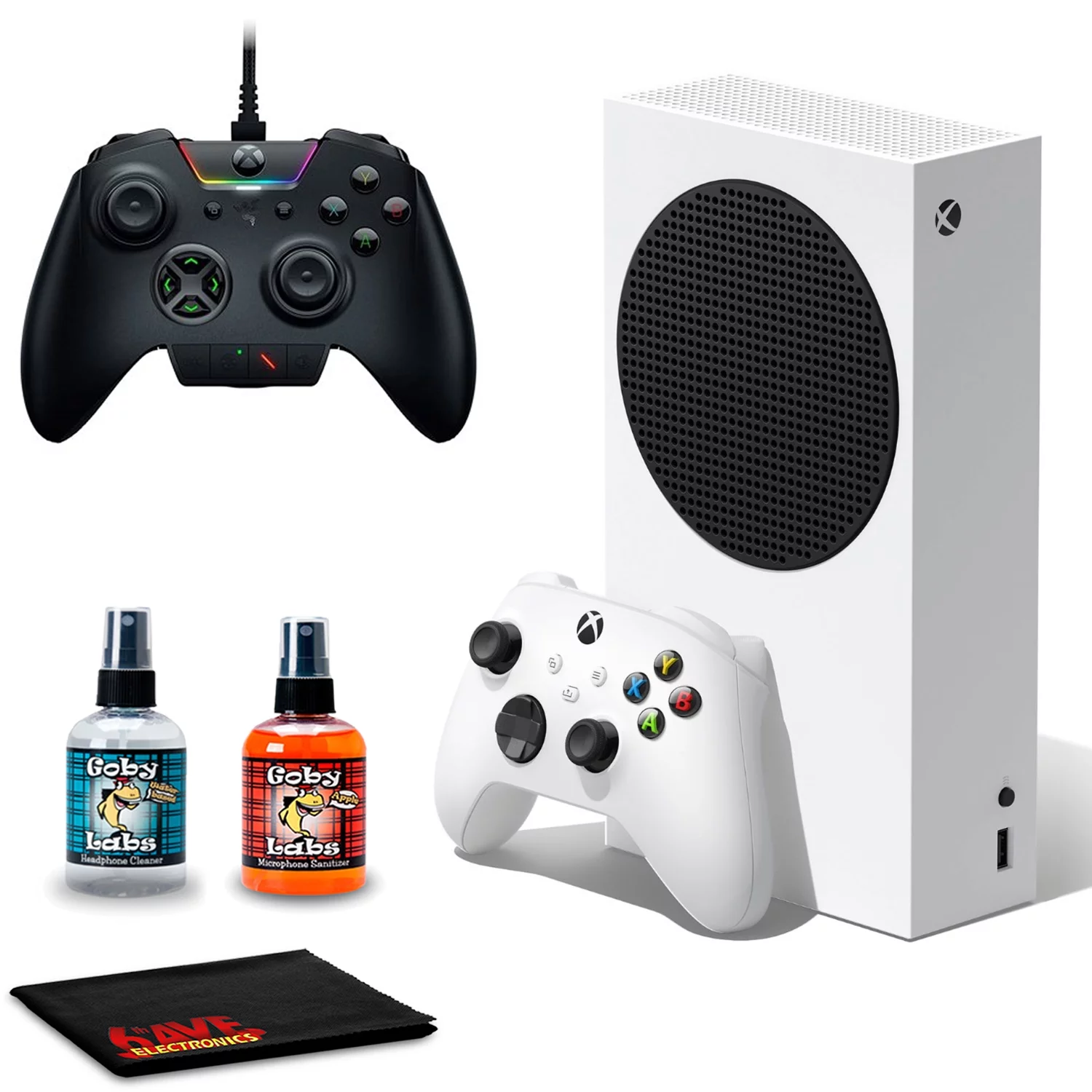 Microsoft Xbox Series S with Razer Wolverine Ultimate Xbox One Controller Black and 6Ave Cleaning Cloth