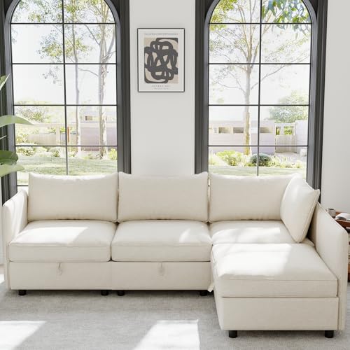 Oversized Modular Storage Sectional Sofa Customizable Seating Group Sofa&Couch Convertible Sleeper Sofabed with Movable Ottomans and Seat