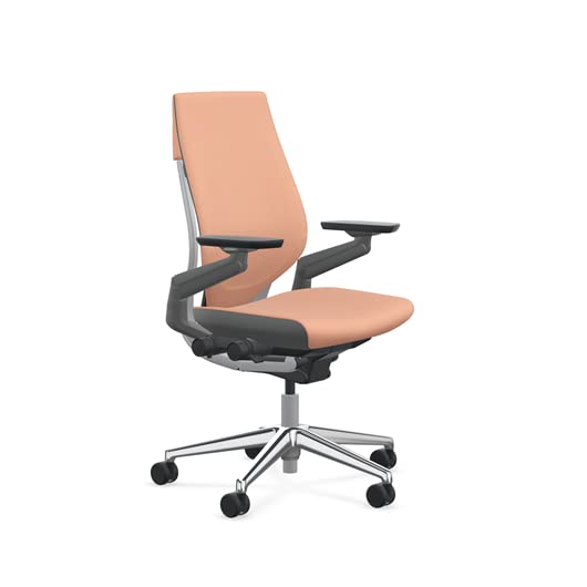 Steelcase Gesture Office Chair - Cogent: Connect Graphite Fabric, Low Seat Height, Wrapped Back, Light on Dark Frame with Polished Aluminum Base