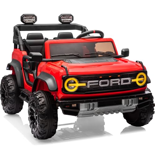 24V Ride on Toys for Big Kids, Licensed Ford Bronco Raptor 2 Seater Ride on Cars with Remote Control, Ride on Truck w/ 4-Wheeler Suspension, 3 Speeds