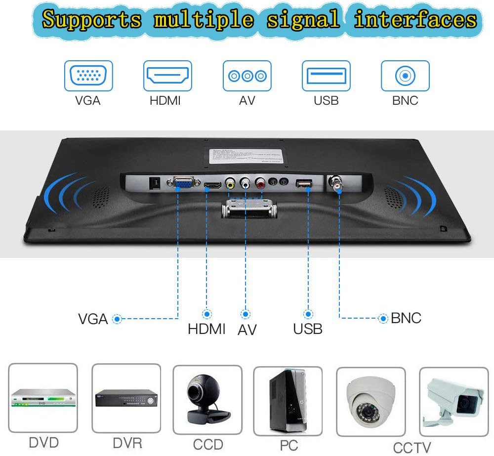 14 inch Small tv Mobile CCTV Monitor Security Camera Surveillance Monitor 1024x768 HD Display HDMI USB VGA BNC AV Various Connections LCD PC Monitor