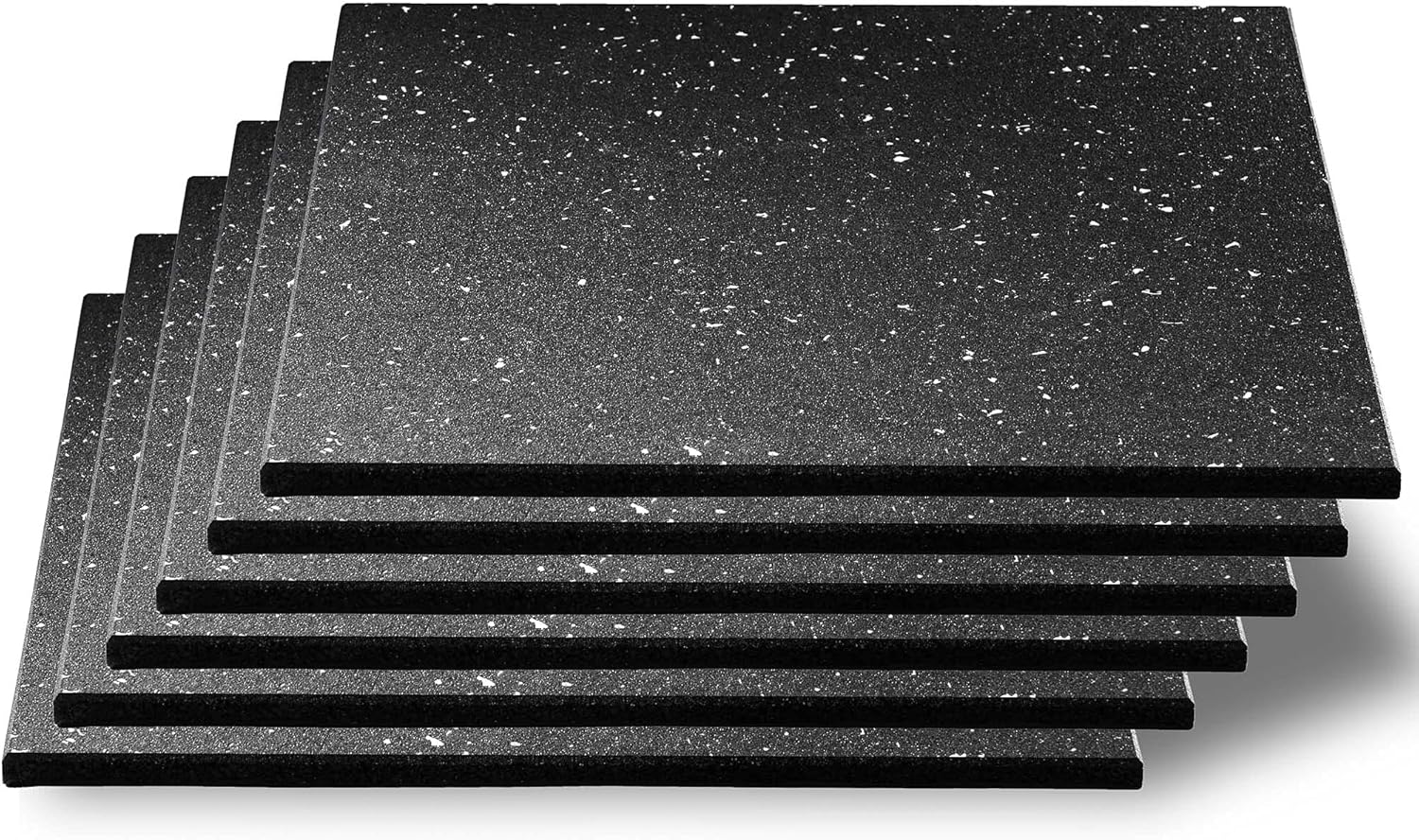 CyclingDeal Gym Floor Tiles Set- 6 Pack 500x500x15mm (2.69 SQ. FT. Each) Thick Rubber Exercise Workout Equipment Ground Mat- Noise&Shock Absorbing