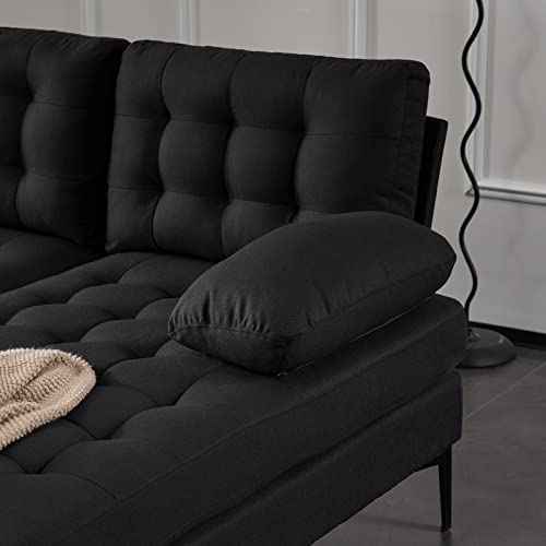Karl home Convertible Sectional Sofa 110" U-Shape Sofa Couch 4-Seat Couch with Chaise ChenilleFabric Upholstered for Living Room, Apartment, Office
