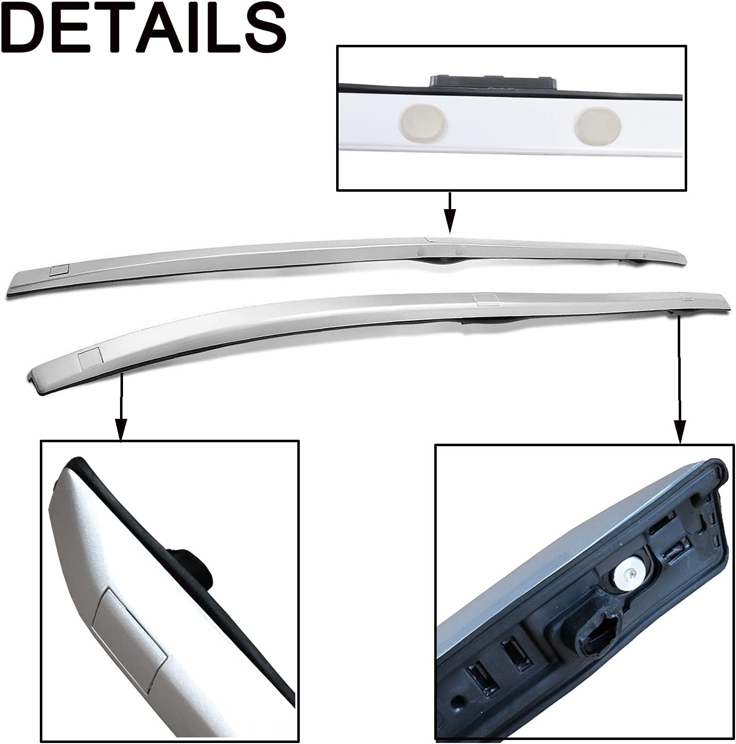 CARMOCAR Car Roof Rack Side Rails Replacement for Honda CRV 2012 2013 2014 2015 Silver 2 Pcs Rooftop Cargo Carrier Top Side Rails