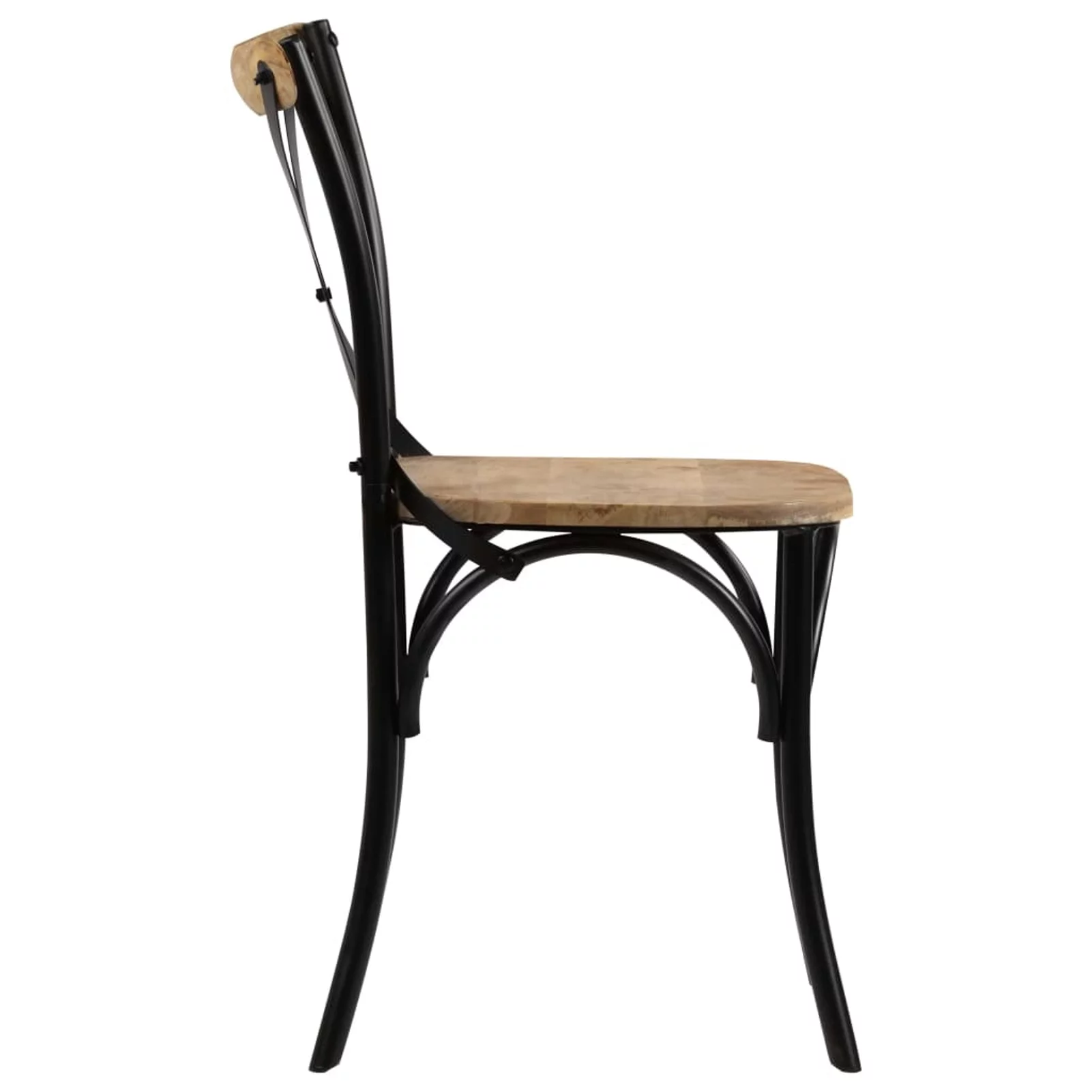 Festnight Cross Chairs 2 pcs Black Solid Mango Wood