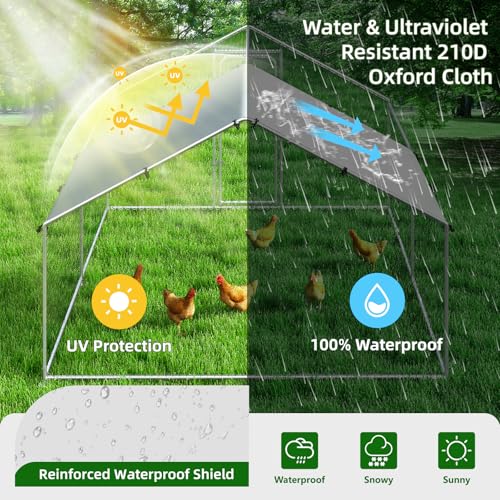 Large Metal Chicken Coop with Waterproof and UV-Resistant Cover