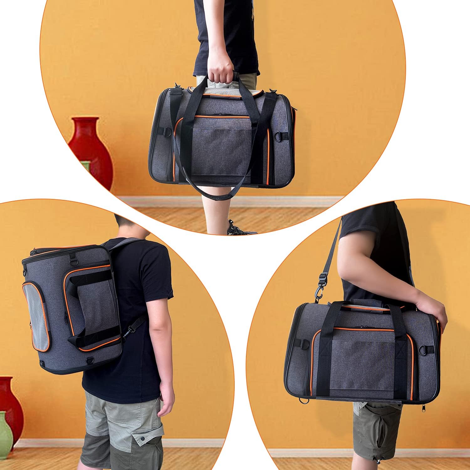 Cat Carrier, 3 Sides Expandable Foldable Pet Carrier for Medium Cat Small Dog