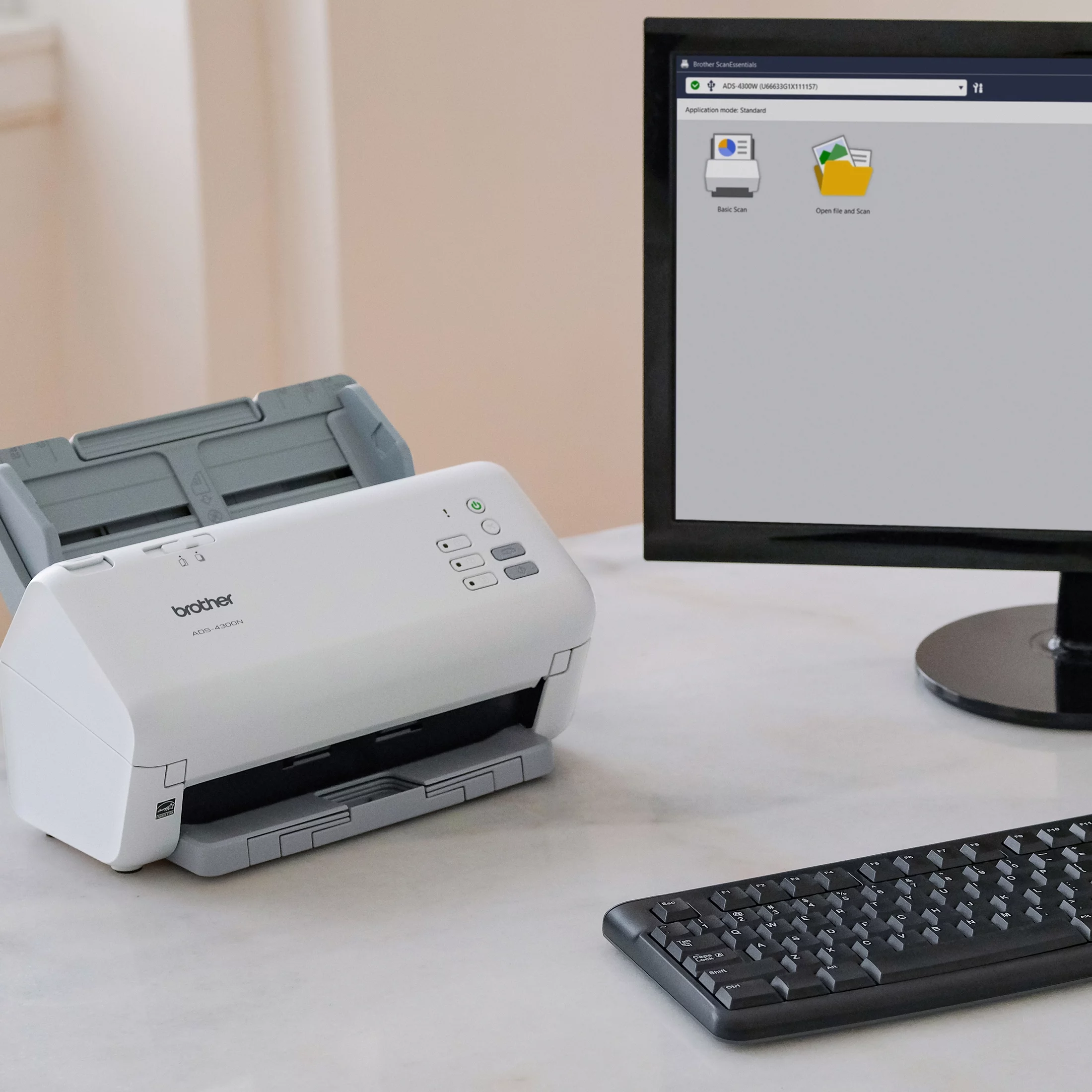 Brother ADS4300N Professional Desktop Document Scanner for Business Workgroups
