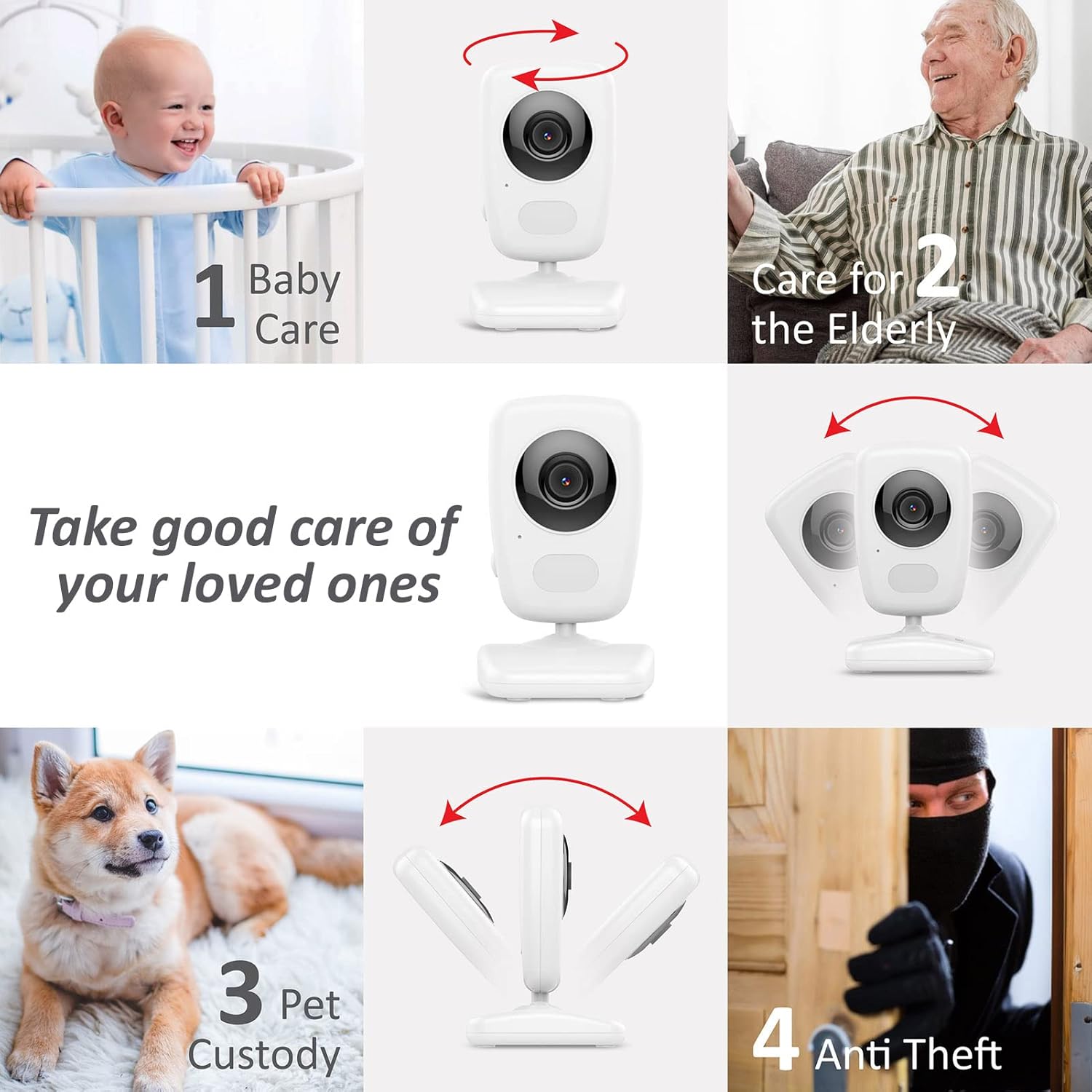 Video Baby Monitor 5 Screen, 2 Cam, Extra Long Range, Secure Wireless Technology, Built-in Auto Night Vision, Temperature Alert