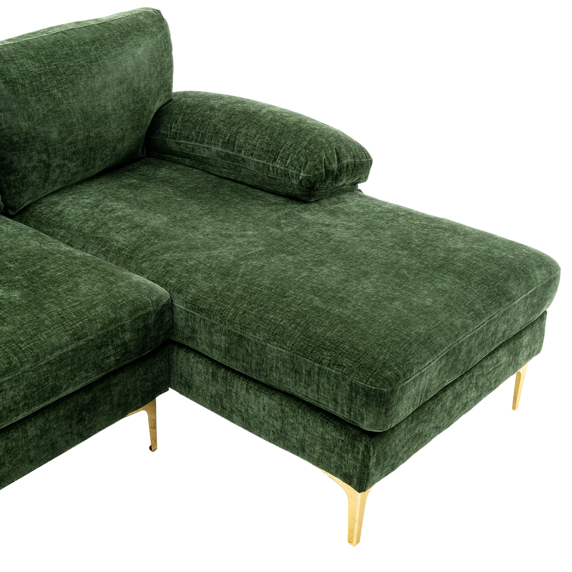 Luccalily Sectional Sofa U-Shaped Sectional Couch , Accent Sofa Recliner,with Golden Metal Legs,Mid-Century Modern Velvet loveseat Sofa