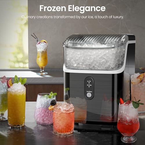 Kismile Nugget Ice Makers Countertop,Pebble Ice Maker Machine with Chewable Ice, 35lbs/Day,One-Click Operation,Self-Cleaning Countertop Ice Machine