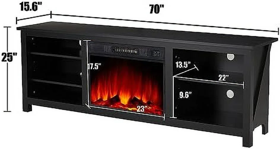 KHBIULIFE Fireplace TV Stand  Wood Texture Entertainment Center with 23''