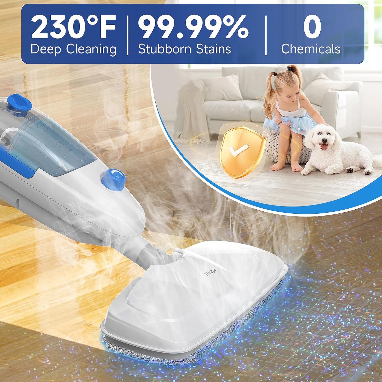 Steam Mop for Hardwood Floor Cleaning, Steamer Mop Lightweight for Vinyl, Laminate, Carpet