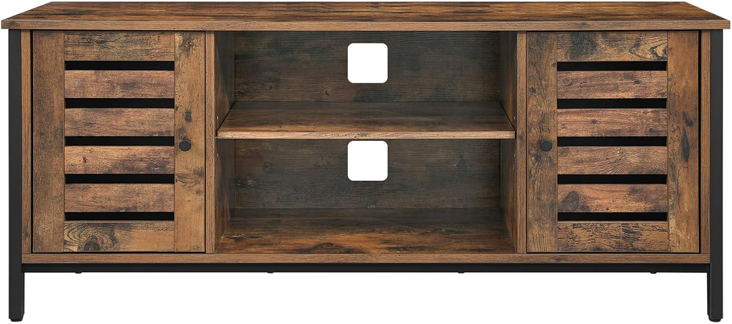 VASAGLE TV Stand for 50 Inches TV, TV Console Table with Storage Shelves, Cabinet with Storage, Louvered Doors, Entertainment Center for Living Room