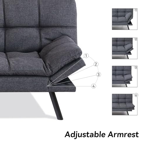 71" Convertible Futon Sofa,Faux Leather Futon Couch Bed,Sleeper Sofa Bed,Memory Foam Modern Folding Small Loveseat for Living Room,Office,Apartment