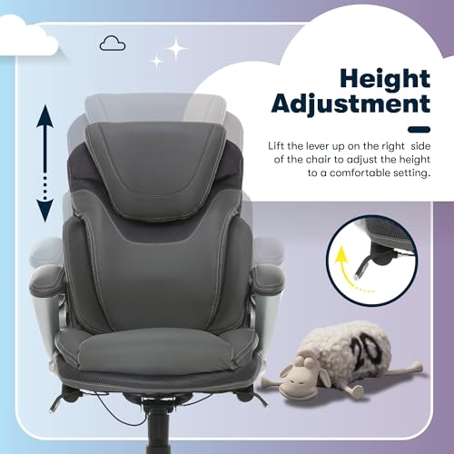 Serta Bryce Executive Office Chair, Ergonomic Computer DeskChairs with Patented AIR Lumbar Support, Comfy Body Pillows, Height Adjustable