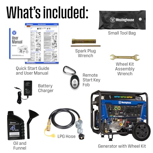 Westinghouse 14500 Peak Watt Tri-Fuel Home Backup Portable Generator, Remote Electric Start, Transfer Switch Ready, Gas, Propane