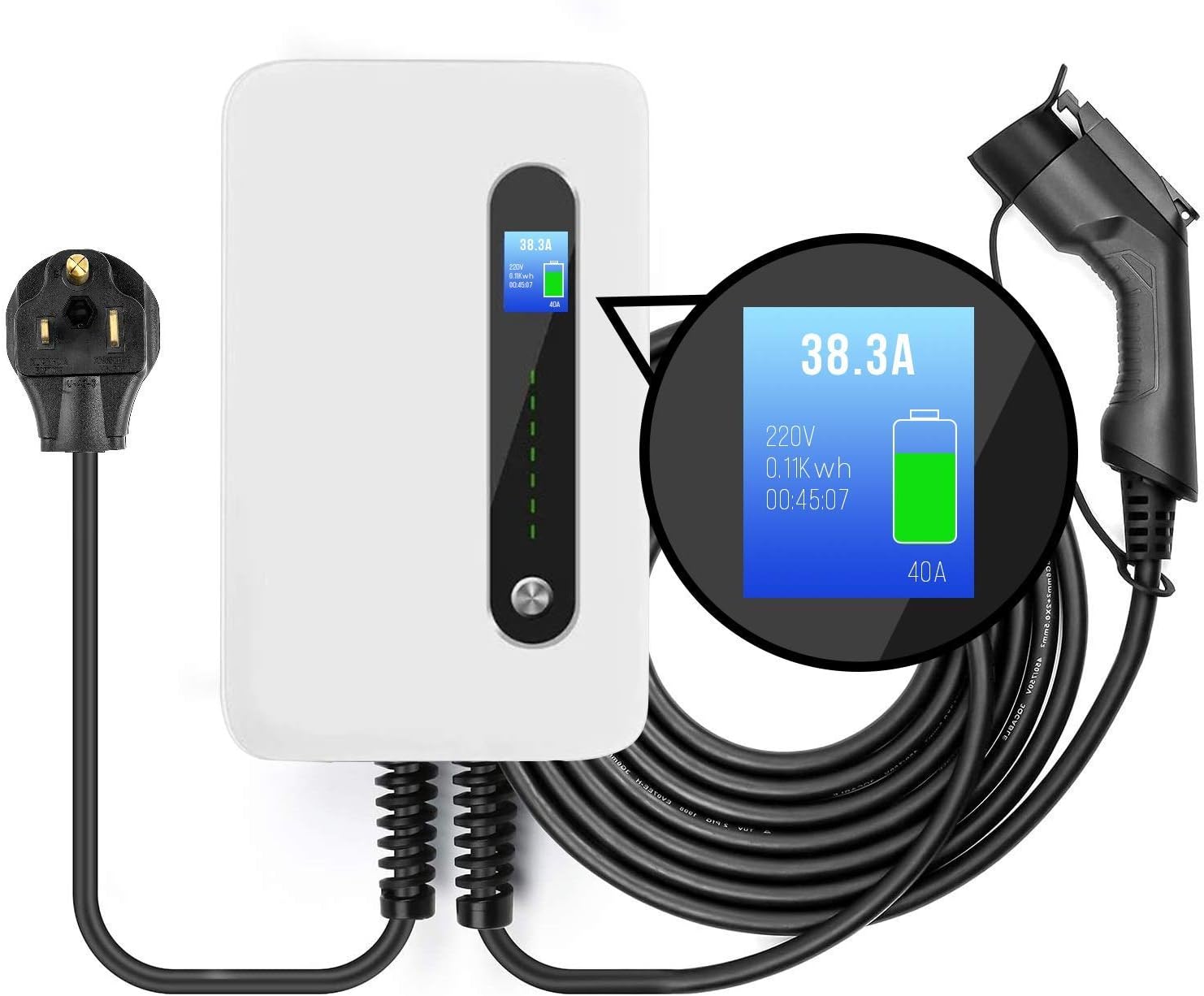 Lectron 240V 40 Amp Level 2 Electric Vehicle (EV) Charging Station with 20ft/6m J1772 Cable & NEMA 6-50 Plug
