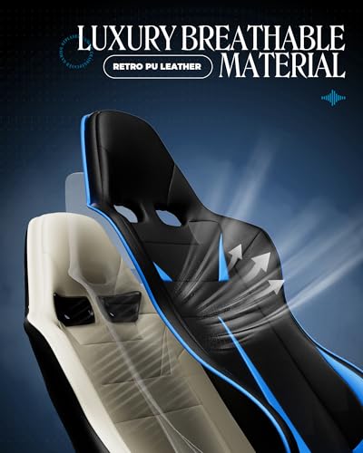 GTPLAYER Gaming Chair with Speakers, Video Game Chairs with Footrest, PC Gamer Chairs for Adults - Padded High Back Ergonomic Reclining Silla Gamer