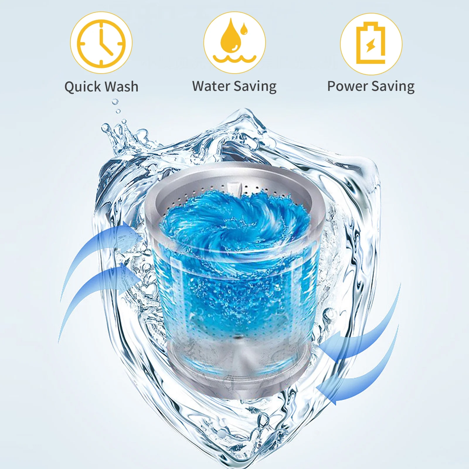 Full-Automatic Washing Machine Top Load Portable Compact Laundry Washer Spin with Drain Pump