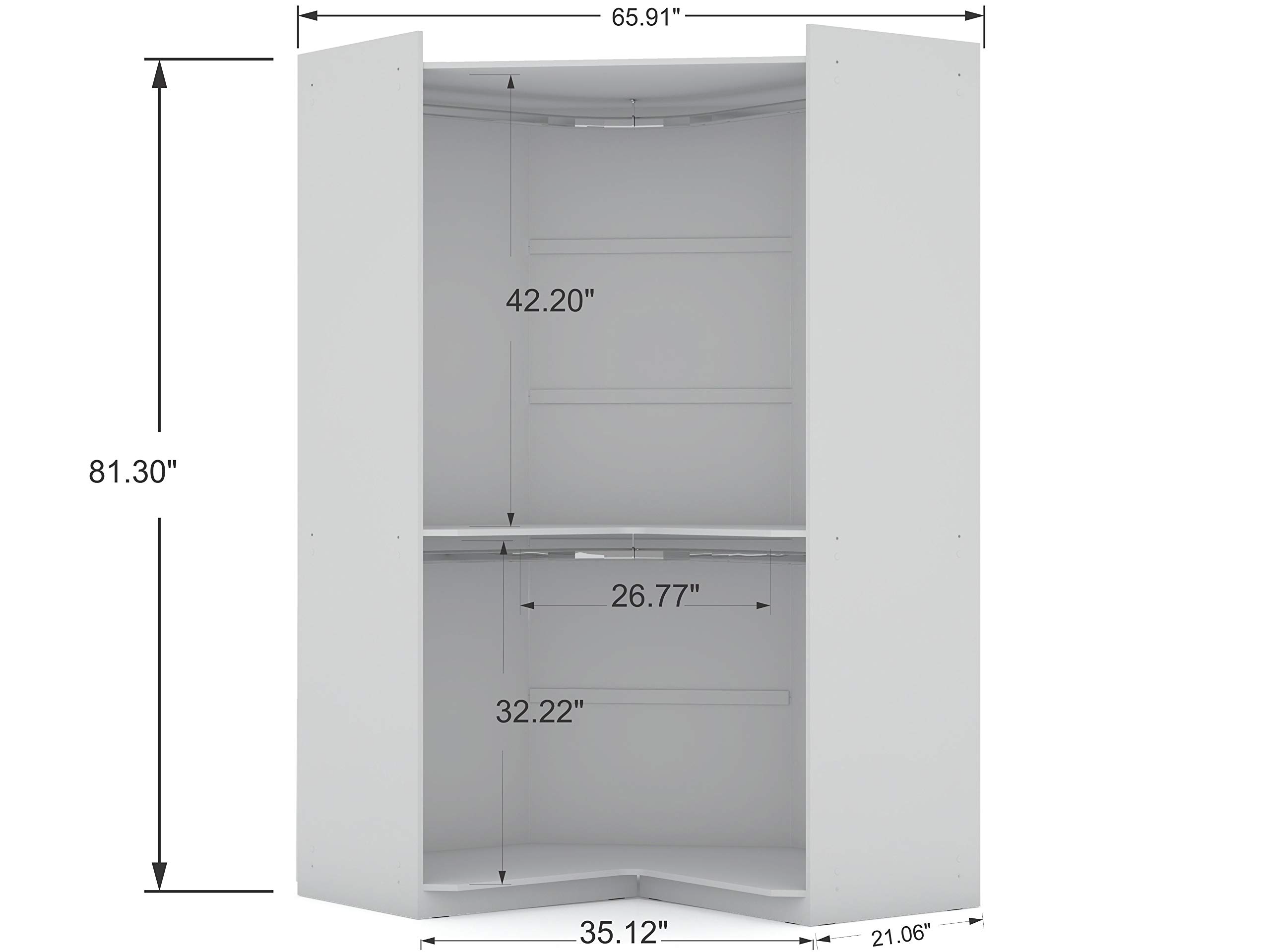 【Furniture】Mulberry Modern Open 3 Sectional Wardrobe Corner Closet with 4 Drawers, Set of 3