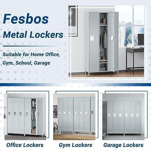 72" Metal Locker for Employees 3 Doors Blue Steel Storage Locker for Office, School, Gym - Metal Storage Cabinets for Home, Office, Gym, School